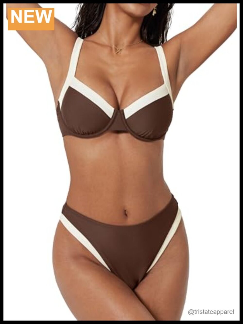 Women's Color Block Underwire Bikini Set High Waisted Two Piece Swimsuit